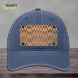 Orange White Small Chevron Oil Rubbed Novelty License Plate Hat Unconstructed Cotton / Navy