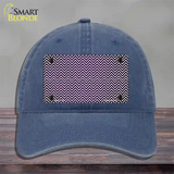 Purple White Small Chevron Oil Rubbed Novelty License Plate Hat Unconstructed Cotton / Navy