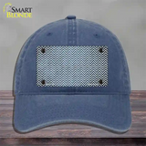 Light Blue White Small Chevron Oil Rubbed Novelty License Plate Hat Unconstructed Cotton / Navy