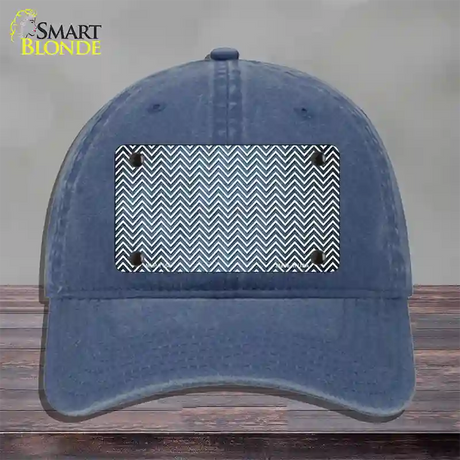 Light Blue White Small Chevron Oil Rubbed Novelty License Plate Hat Unconstructed Cotton / Navy