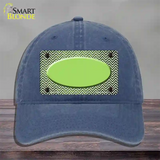 Lime Green White Small Chevron Oval Oil Rubbed Novelty License Plate Hat Unconstructed Cotton / Navy