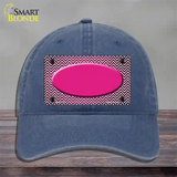 Pink White Small Chevron Oval Oil Rubbed Novelty License Plate Hat Unconstructed Cotton / Navy