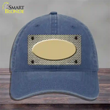 Gold White Small Chevron Oval Oil Rubbed Novelty License Plate Hat Unconstructed Cotton / Navy