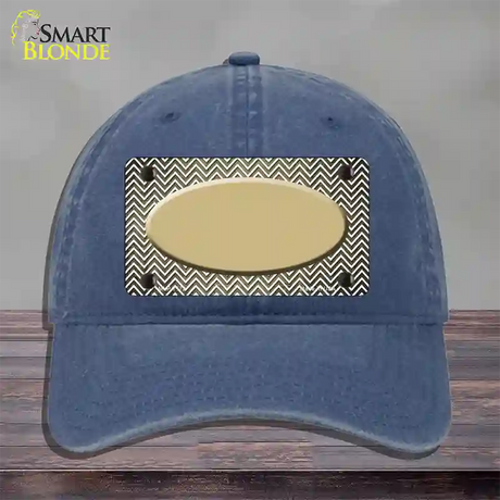 Gold White Small Chevron Oval Oil Rubbed Novelty License Plate Hat Unconstructed Cotton / Navy