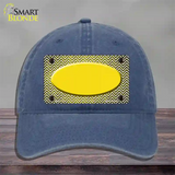 Yellow White Small Chevron Oval Oil Rubbed Novelty License Plate Hat Unconstructed Cotton / Navy