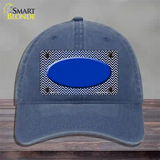 Blue White Small Chevron Oval Oil Rubbed Novelty License Plate Hat Unconstructed Cotton / Navy