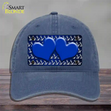 Blue White Anchor Hearts Oil Rubbed Novelty License Plate Hat Unconstructed Cotton / Navy