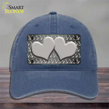 Gray White Anchor Hearts Oil Rubbed Novelty License Plate Hat Unconstructed Cotton / Navy