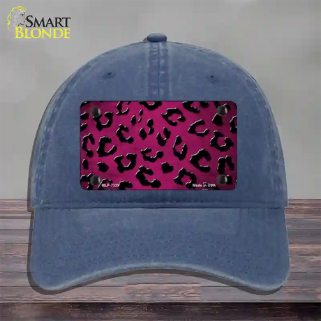 Pink Black Cheetah Oil Rubbed Novelty License Plate Hat Unconstructed Cotton / Navy