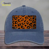 Orange Black Cheetah Oil Rubbed Novelty License Plate Hat Unconstructed Cotton / Navy