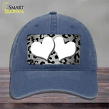 White Black Cheetah Hearts Oil Rubbed Novelty License Plate Hat Unconstructed Cotton / Navy