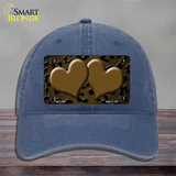 Brown Black Cheetah Hearts Oil Rubbed Novelty License Plate Hat Unconstructed Cotton / Navy