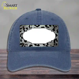 White Black Cheetah Scallop Oil Rubbed Novelty License Plate Hat Unconstructed Cotton / Navy