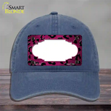 Pink Black Cheetah Scallop Oil Rubbed Novelty License Plate Hat Unconstructed Cotton / Navy