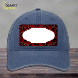 Red Black Cheetah Scallop Oil Rubbed Novelty License Plate Hat Unconstructed Cotton / Navy