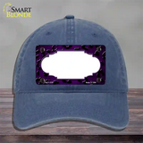 Purple Black Cheetah Scallop Oil Rubbed Novelty License Plate Hat Unconstructed Cotton / Navy