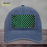 Green White Small Dots Oil Rubbed Novelty License Plate Hat Unconstructed Cotton / Navy