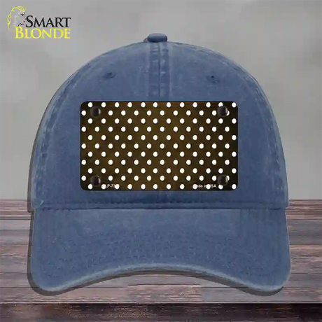 Brown White Small Dots Oil Rubbed Novelty License Plate Hat Unconstructed Cotton / Navy