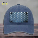 Light Blue White Small Dots Oil Rubbed Novelty License Plate Hat Unconstructed Cotton / Navy