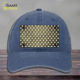 Gold White Small Dots Oil Rubbed Novelty License Plate Hat Unconstructed Cotton / Navy