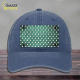 Mint White Small Dots Oil Rubbed Novelty License Plate Hat Unconstructed Cotton / Navy