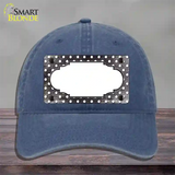 Black White Small Dots Scallop Oil Rubbed Novelty License Plate Hat Unconstructed Cotton / Navy