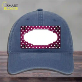 Pink White Small Dots Scallop Oil Rubbed Novelty License Plate Hat Unconstructed Cotton / Navy