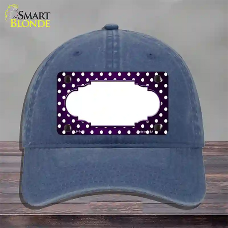 Purple White Small Dots Scallop Oil Rubbed Novelty License Plate Hat Unconstructed Cotton / Navy