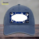 Paw Scallop Blue White Novelty License Plate Hat Unconstructed Cotton / Navy