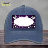 Paw Scallop Purple White Novelty License Plate Hat Unconstructed Cotton / Navy