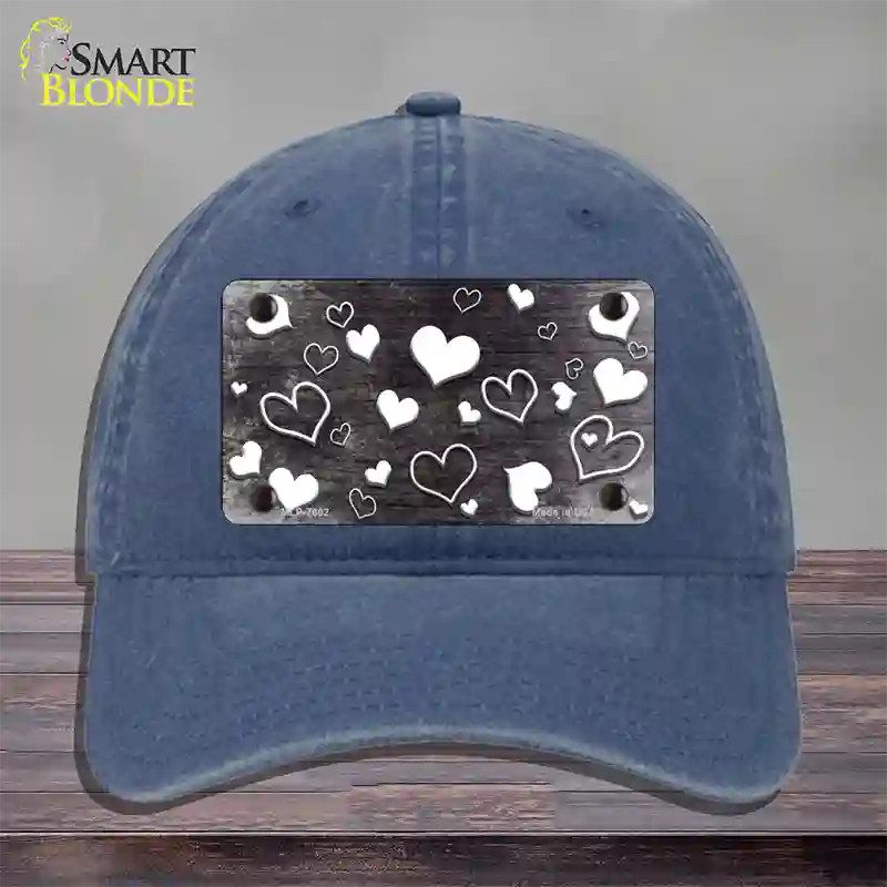 Black White Love Oil Rubbed Novelty License Plate Hat Unconstructed Cotton / Navy