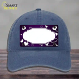 Purple White Love Scallop Oil Rubbed Novelty License Plate Hat Unconstructed Cotton / Navy