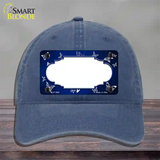 Blue White Scallop Butterfly Oil Rubbed Novelty License Plate Hat Unconstructed Cotton / Navy