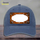 Orange White Scallop Butterfly Oil Rubbed Novelty License Plate Hat Unconstructed Cotton / Navy