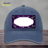 Purple White Scallop Butterfly Oil Rubbed Novelty License Plate Hat Unconstructed Cotton / Navy