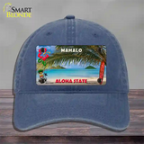 Blank Mahalo Hawaii State Novelty License Plate Hat Unconstructed Cotton / Navy