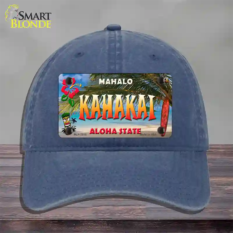 Kahakai Hawaii State Novelty License Plate Hat Unconstructed Cotton / Navy