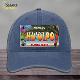 Ku uipo Hawaii State Novelty License Plate Hat Unconstructed Cotton / Navy