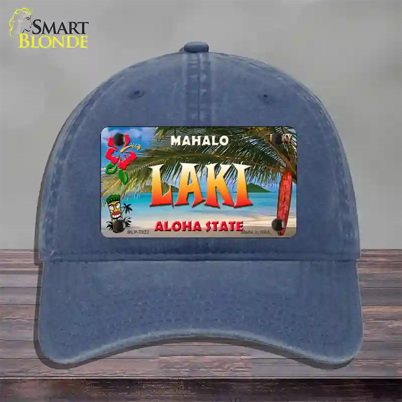 Laki Hawaii State Novelty License Plate Hat Unconstructed Cotton / Navy