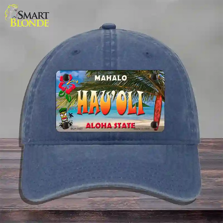 Hau oli Hawaii State Novelty License Plate Hat Unconstructed Cotton / Navy