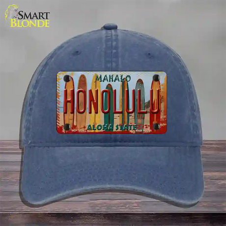 Honolulu Surfboards Hawaii State Novelty License Plate Hat Unconstructed Cotton / Navy