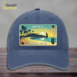 Mahalo Pineapple Hawaii Blank State Novelty License Plate Hat Unconstructed Cotton / Navy