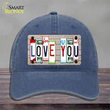 Love You License Plate Art Wood Novelty License Plate Hat Unconstructed Cotton / Navy