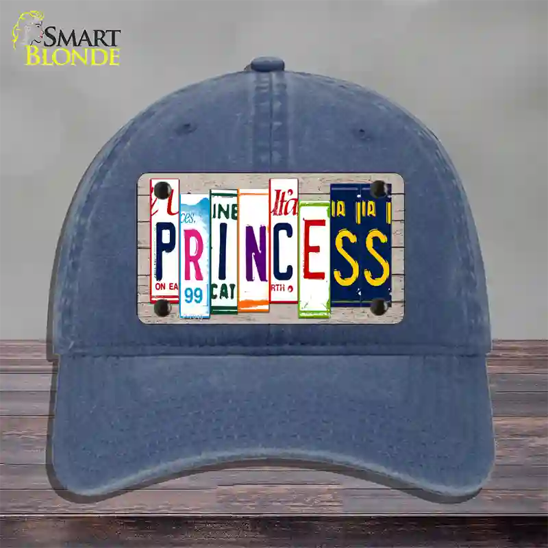 Princess License Plate Art Wood Novelty License Plate Hat Unconstructed Cotton / Navy