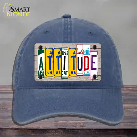 Attitude License Plate Art Wood Novelty License Plate Hat Unconstructed Cotton / Navy