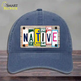 Native License Plate Art Wood Novelty License Plate Hat Unconstructed Cotton / Navy