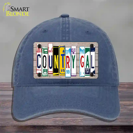 Country Gal Plate Art Novelty License Plate Hat Unconstructed Cotton / Navy