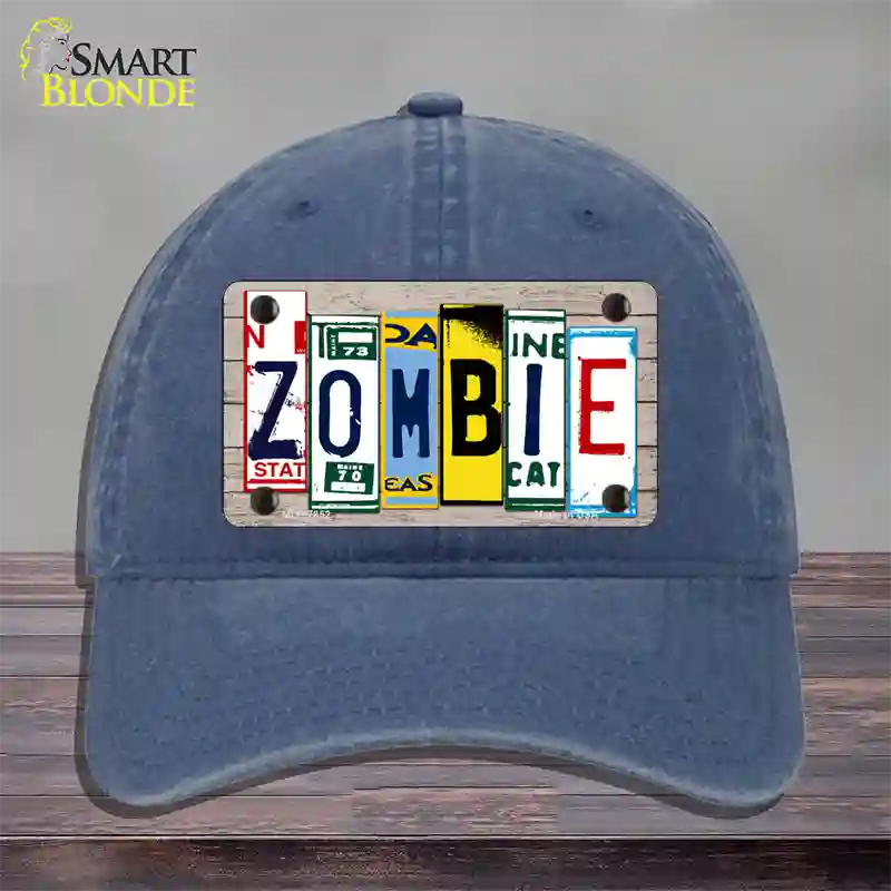 Zombie License Plate Art Wood Novelty License Plate Hat Unconstructed Cotton / Navy