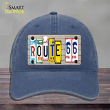 Route 66 License Plate Art Wood Novelty License Plate Hat Unconstructed Cotton / Navy