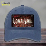 Love You On Brick Wall Novelty License Plate Hat Unconstructed Cotton / Navy